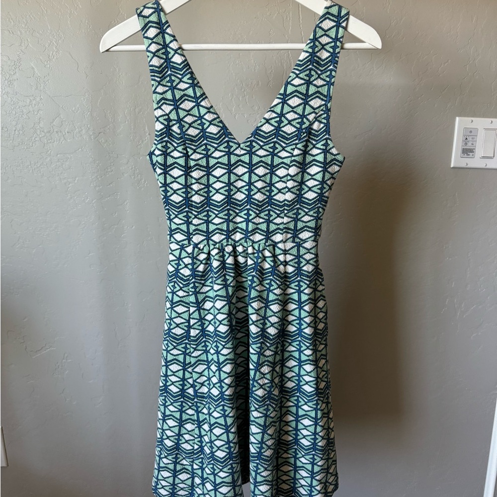 Maeve Green and Blue Sleeveless Midi Dress